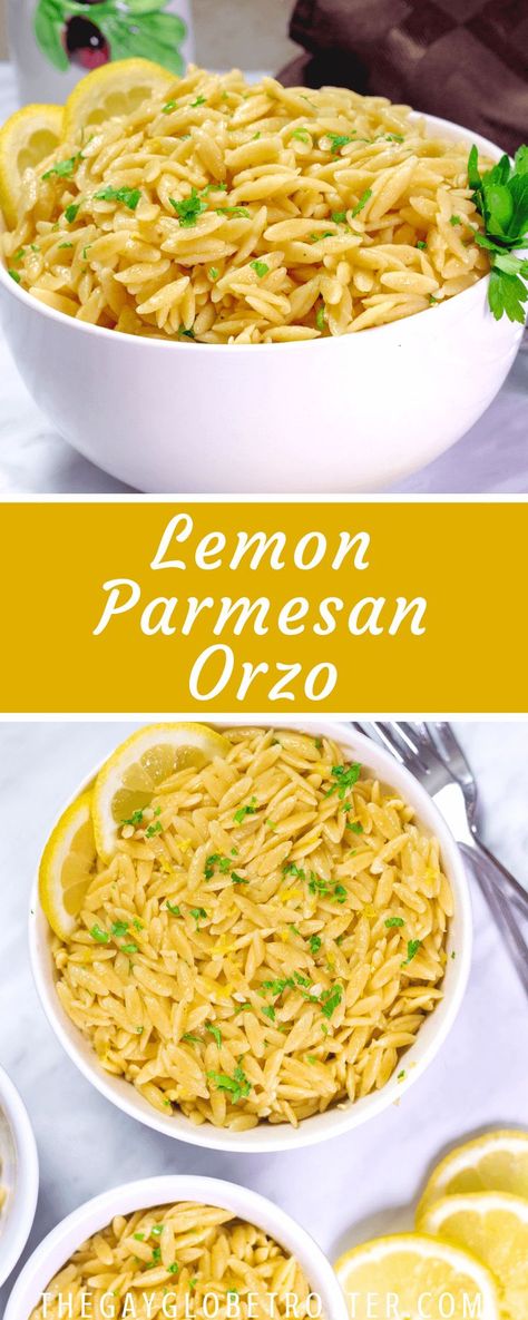 0rzo Recipes, Alphabet Pasta Recipes, Orzo Side Recipes, Rositto Recipes, Lemon Parmesan Orzo, Greek Lemon Orzo, Orzo Side, Side Pasta, Orzo Lemon