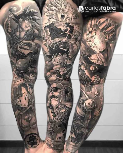 Dragon Ball Z Sleeve Tattoo Tato Naruto, Dbz Tattoo, Ball Tattoo, Z Tattoo, Dragon Ball Tattoo, Manga Tattoo, Naruto Tattoo, Geniale Tattoos, Gaming Tattoo