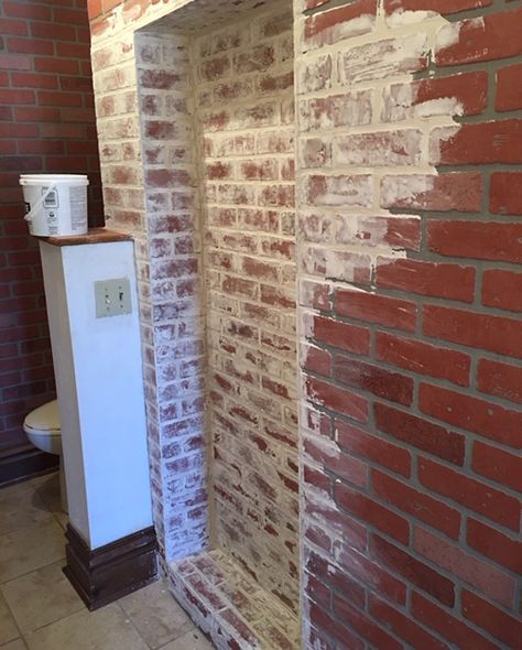 DIY Faux German Smear Diy German Smear, German Smear Brick Exterior, Smear Brick, German Smear Brick, German Schmear, German Smear, Faux Brick Wall Panels, Brick Wall Paneling, Faux Brick Walls