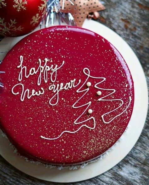 New Year Cake Designs, Happy New Year Cake, New Year Cake, Christmas Cake Designs, New Year's Cake, Simple Cake Designs, Christmas Cake Decorations, Creative Birthday Cakes, Baby Birthday Cakes