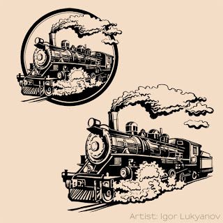 Train Tattoo, Engine Tattoo, Arte Jazz, Train Drawing, Train Art, Badass Tattoos, 1 Tattoo, Vintage Train, Scroll Saw Patterns