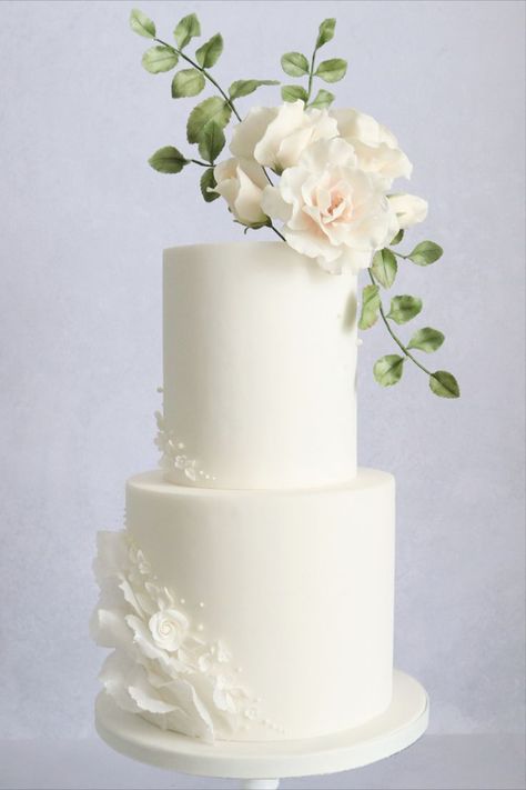 Beautiful 2 Tier Wedding Cake Designed by Leigh-Anne's Flower Cake Design Two Step Wedding Cake, 2 Step Wedding Cake, 2024 Cake, Wedding Cakes Luxury, Luxury Wedding Cake Design, 2 Tier Wedding Cake, Wedding Cakes Modern, Wedding Flavors, Flower Cake Design