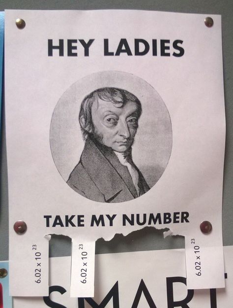 Hey ladies, take my number! Avogadro constant Nerd Memes, Nerdy Jokes, Nerdy Humor, Science Puns, Nerd Jokes, Chemistry Jokes, Math Jokes, Nerd Humor, Funny Science Jokes