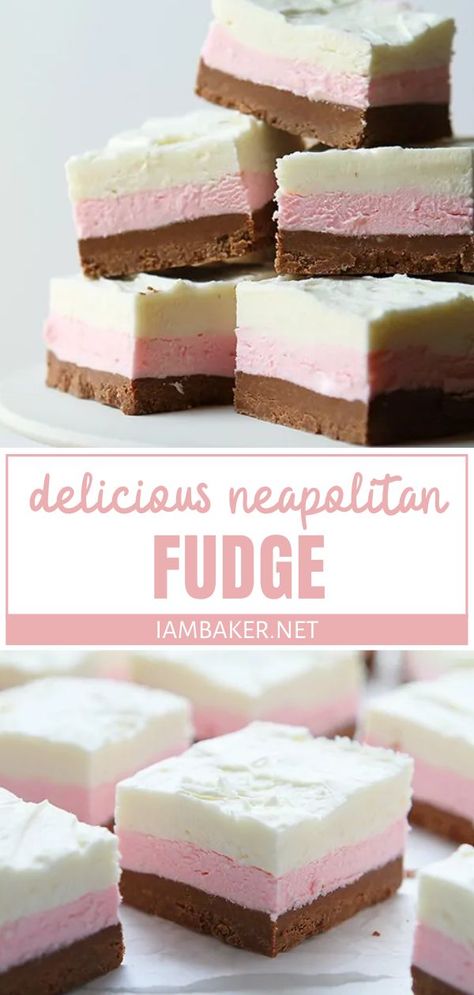 A fabulous way to get a delicious homemade dessert this Easter! Neapolitan Fudge is an easy recipe featuring layers of chocolate, raspberry, and vanilla. Taste happiness in every bite of this Easter dessert idea! Pin this for later! Neapolitan Fudge, Simple Fudge, Easter Food Appetizers, Fast Desserts, Healthy Easter, Strawberry Compote, I Am Baker, Homemade Dessert, Kid Desserts