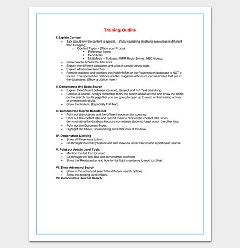 Training Course Outline Template for Word Classroom Mailboxes, Outline Sample, Essay Outline Template, Project Management Courses, Course Outline, Outline Format, Writing Outline, Outline Template, Adjective Worksheet