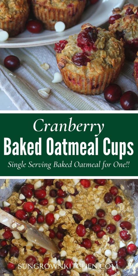 Cranberry Baked Oatmeal, Healthy Holiday Breakfast, Cranberry Oatmeal Muffins, Cranberry Baking, Baked Oatmeal Cups, Cranberry Muffins, Lunchbox Treats, Oatmeal Cups, Holiday Breakfast