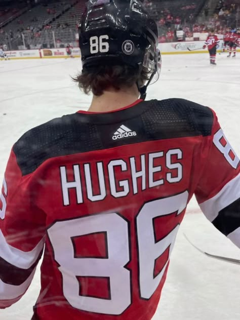 Jack Hughes Jersey, Jack Hughes Aesthetic, Jack Hughes Hockey, Hockey Bf, Liz Tomforde, Nj Devils, Hughes Brothers, Hockey Guys, Hockey Men