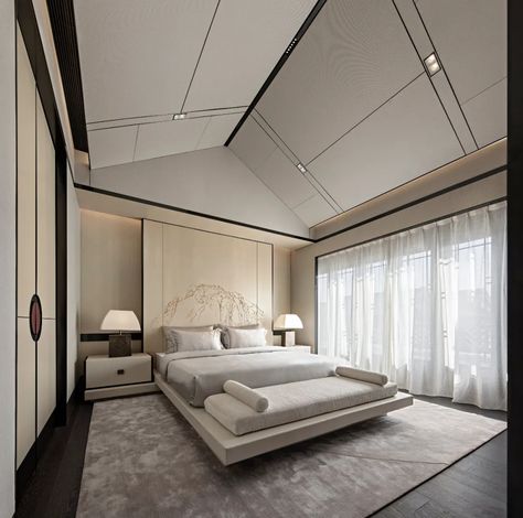 Luxury Headboard, Sloping Roof, Modern Classic Interior, Pop False Ceiling Design, Ceiling Design Living Room, Ceiling Design Modern, Bedroom Setup, Foyer Design, Lobby Design