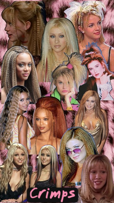 Y2K hair golden age of hair 80s Crimped Hair, Crimped Hair, 80s Style, Hair Pin, 80s Fashion, Braid Styles, Hair Inspiration, Hair Pins, Braided Hairstyles