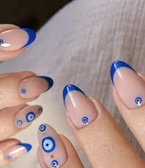 Trending Evil Eye Nail Art Designs for Good Luck | MyGlamm Blue Nails With Evil Eye, Eye Nail Art Design, Turkish Eye Nails, Evil Eye Nail Art, Evil Eye Nail, Nail 2024, Swirl Nail Art, Evil Eye Nails, Eye Nail Art