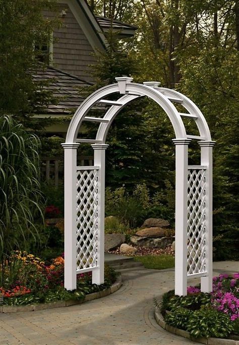 Decorative Nantucket Legacy Vinyl Garden Patio Arch Trellis Vinyl Lattice Panels, New England Arbors, Garden Archway, Wood Arbor, Arbors Trellis, Arch Trellis, Garden Arbor, Garden Arches, Plastic Products