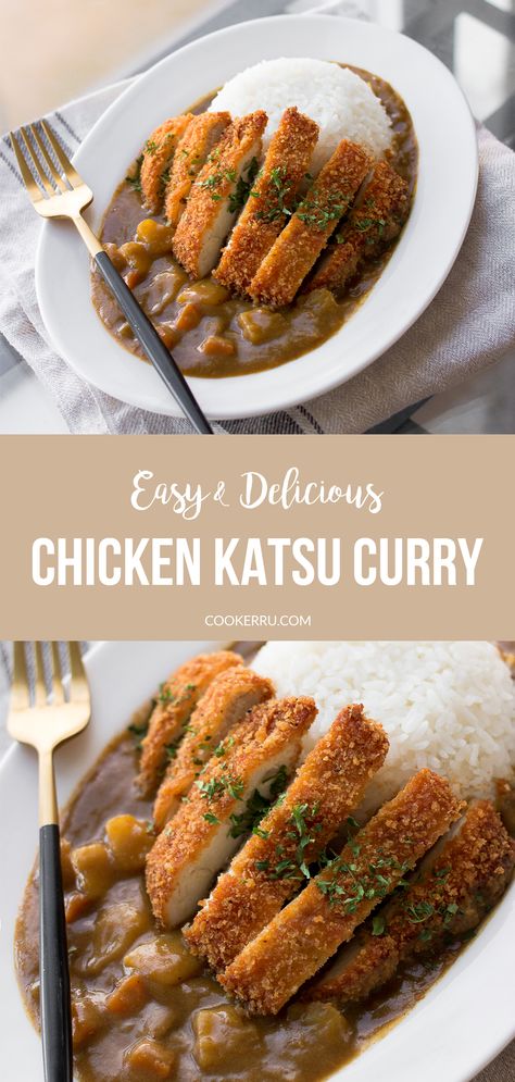 This Japanese Chicken Katsu Curry dish makes for the ultimate weeknight meal as tender pieces of chicken come together in a rich savory curry sauce. Make this comforting meal today with this simple and delicious recipe! Easy Chicken Katsu, Japanese Chicken Katsu, Chicken Katsu Recipes, Katsu Curry Recipes, Katsu Recipes, Chicken Katsu Curry, Cooking Curry, Katsu Curry, Japanese Chicken