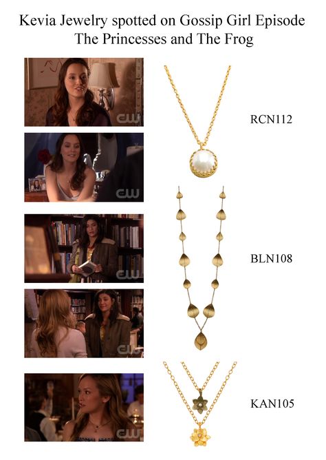 Kevia jewelry worn by all the female leads on Gossip Girl. Gossip Girl Jewelry, Gossip Girl Episodes, Gossip Girl Fashion, Girl Jewelry, Hot Girl Summer, The Princess And The Frog, Girls Necklaces, Gossip Girl, Summer Girls