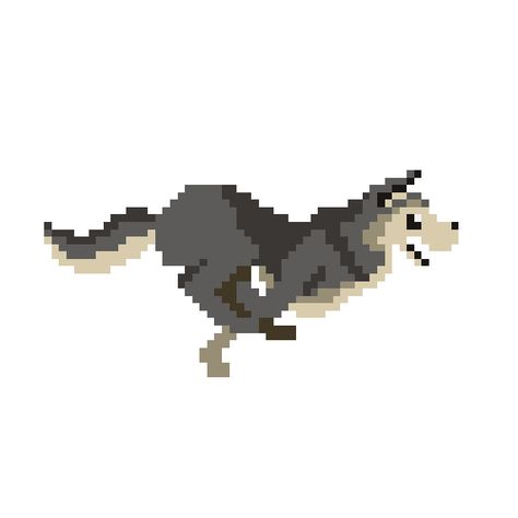 Running pixel dog Therian Pixel Art, Pixel Wolf Art, Pixel Illustration, Running Dog, Pixel Animal Gif, Dog Running Drawing, Wolf Pixel Art, Pixel Dog, Pixel Art Dog