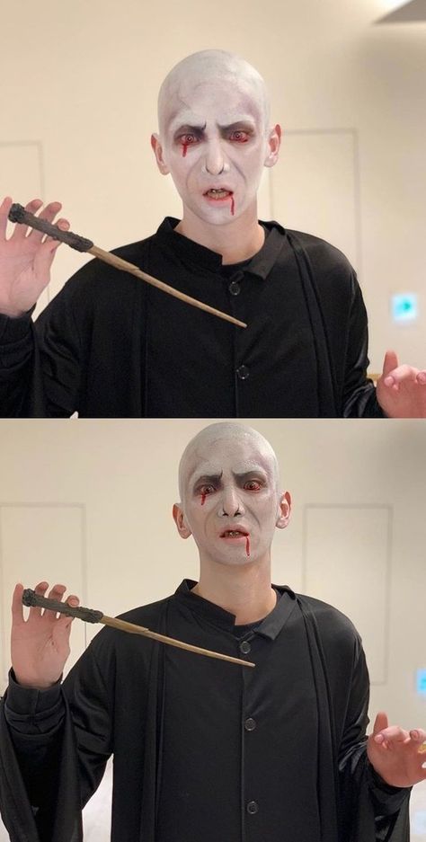 Voldemort Face Paint, Voldemort Halloween Costume, Voldemort Makeup Diy, Lord Voldemort Makeup, Voldemort Makeup, Voldemort Costume, Harry Potter Kostüm, Halloween Costume Design, Harry Potter Halloween