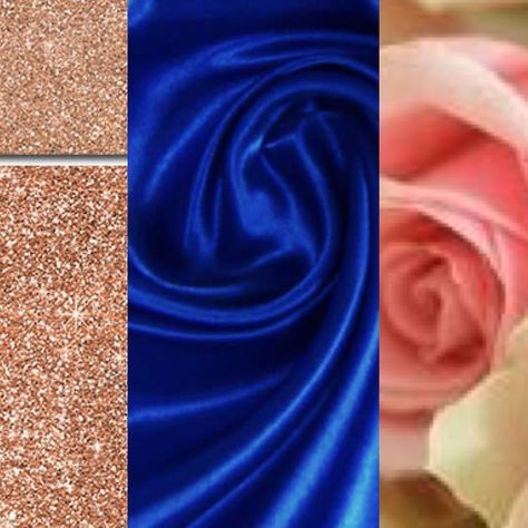 Color scheme - Cobalt blue, rose gold, and blush Rose Gold And Royal Blue, Wedding Color Royal Blue, Blue And Rose Gold Wedding, Gold And Royal Blue, Royal Blue Wedding Theme, Color Schemes Blue, Wedding Color Schemes Blue, Let Love Sparkle, Cobalt Wedding