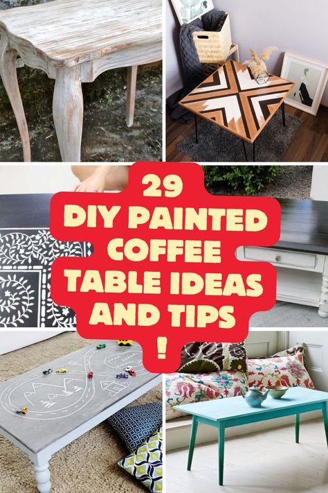 Ready to give your coffee table a stunning makeover? Explore 29 DIY painted coffee table ideas that add charm and personality to any space! From distressed vintage looks to bold geometric patterns and chic metallic accents, these tips will inspire your next project. Whether you prefer rustic farmhouse vibes or sleek modern designs, there’s something for everyone. Click to discover how paint can transform your coffee table into a true masterpiece! Diy Hand Painted Coffee Table, Painted Coffee Tables Ideas, Terracotta Coffee Table, Painted Round Coffee Table, Diy Paint Table, Coffee Table Upcycle Ideas, Coffee Table Diy Makeover, Diy Table Painting Ideas, Coffee Table Painting Ideas