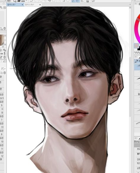 Anime Guy Drawing, Male Art Reference, 얼굴 드로잉, 얼굴 그리기, Anime Guy, Poses References, Digital Painting Tutorials, Realism Art, Guy Drawing