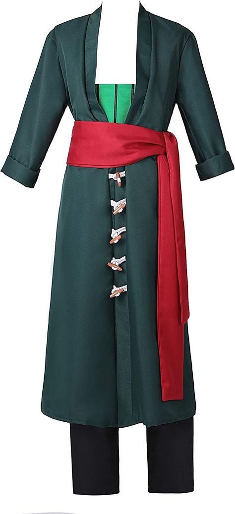 Zoro One Piece Cosplay Costume Anime Zoro One Piece Costume, Zoro One Piece Cosplay, Zoro Kimono, Zoro Costume, Cosplay Zoro, Zoro Cosplay, Kimono Cosplay, Green Kimono, One Piece Cosplay