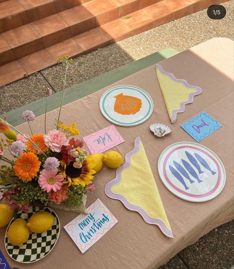 Festival Booth Display, Proper Table Setting, Art Festival Booth, Colorful Tablescapes, Ladies Night Party, Colorful Table Setting, Festival Booth, Pop Up Market, Table Setting Decor