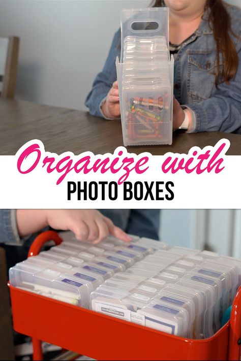 Photo Organizer Case Ideas, Photo Case Storage Ideas, Photo And Craft Keeper Ideas, Photo Box Organization, Really Useful Box Storage Ideas, Photo Boxes Ideas Storage, How To Organize Photos Storage Boxes, Photo Storage Box Ideas, Photo Storage Ideas