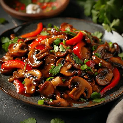 Stir Fry With Oyster Sauce, Chilli Mushroom Recipe, Chilli Mushroom, Deep Fried Mushrooms, Capsicum Recipes, World Street Food, Chinese Breakfast, Chinese Mushrooms, Chinese Garlic