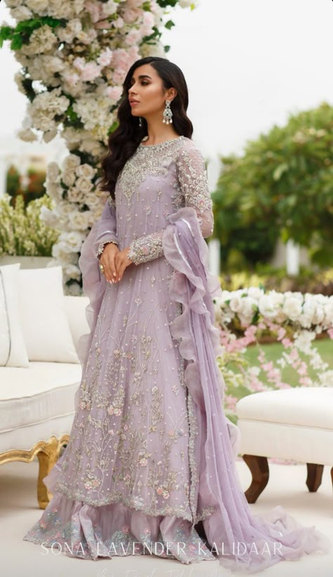 Lovely colour Lavender Bridal Lengha, Pakistani Engagement Dresses, Cultural Clothes, Wedding Dresses Pakistani, Desi Vibes, Asian Dresses, Nikah Dress, Walima Dress, Desi Wedding Dresses