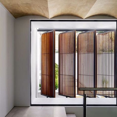 Bora Headquarters - Mallorca, Spain. These shutters are the most stunning take on vertical blinds we have ever seen. Designed by @_saota the timber screen shutters are open and closed to flood the interior spaces with natural light and ventilation as required. Photo: @adamletchfoto. Via @thedesignory. Architect of Record: RyS Architects. Interior Designers: @_arrcc . Blitz Design, Wood Screens, Wood Interior Design, Lighting Design Interior, Wood Interiors, Diy Interior, Trendy Home, House Architecture Design, Design Typography