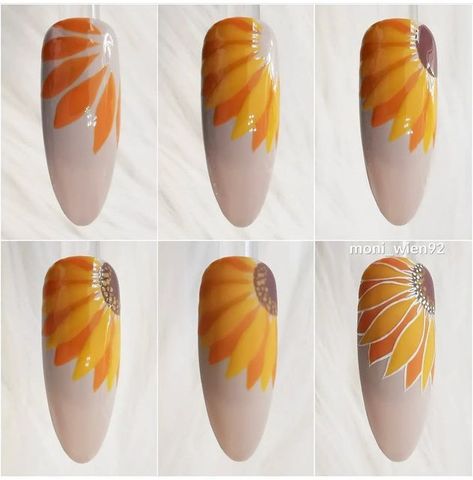 Sun Flower Nails Ideas, Easy Sunflower Nail Art, Sun Flower Nail Art, Sunflowers Nails, Autumnal Nails, Belle Nails, Deco Nails, Sunflower Nail Art, Yellow Nails Design