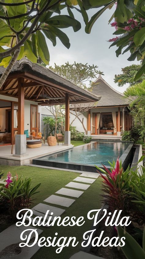 Escape to paradise with Bali-inspired house designs! From open layouts to tropical vibes, these ideas will turn your home into a serene retreat. Explore Bali Architecture and Tropical House Design to create your ideal space. Embrace the warmth and charm of a Tropical House with stunning Casa Country details! #gg #homedesigninsider #tropicalbalistylehousedesign Villa Resort Design Bali Style, Bali Style Architecture, Beach House Bali Style, Resort Style Home Design, Bali Inspired House Design, 2 Bedroom Villa Bali Floor Plan, Polynesian Home Design, Tropical Bali House, Bali Design House