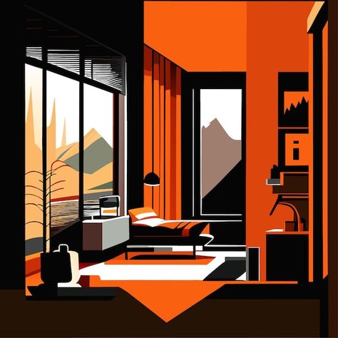 Room vector illustration | Premium Vector #Freepik #vector #home-interior #interiors #room-interior #room-mockup Vector Room Illustration, Hotel Room Illustration, Room Vector Illustration, Bedroom Illustration, Interior Room, Room Paint, Hotels Room, Room Interior, Living Room Art