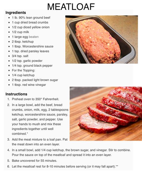 How To Make Meatloaf Easy Recipes, Easy Meatloaf Recipe 1 Lb Beef, Venison Meals, Meatball Kabobs, Beef Meatloaf Recipes, Beef Recipes For Dinner Easy, Beef Meatloaf, Recipes For Dinner Easy, Homemade Meatloaf