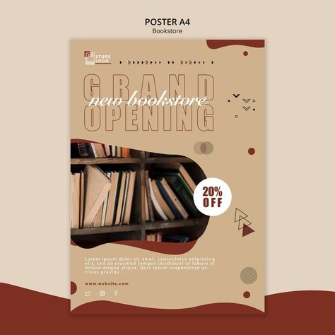 Bookstore ad template poster | Free Psd #Freepik #freepsd #flyer #poster #cover #books Bookstore Poster Design, Book Launch Poster Design, Minimalist Book Cover, Minimalist Book, Book Advertising, Book Poster, Store Banner, Cover Books, Books Cover