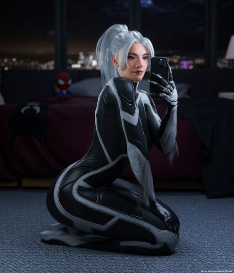 Black Cat Marvel Spiderman, Spiderman Black Cat, Black Cat Cosplay, Black Cat Felicia Hardy, Phone Anime, Marvel Heroines, Felicia Hardy, Beautiful Cosplay, Spiderman Ps4