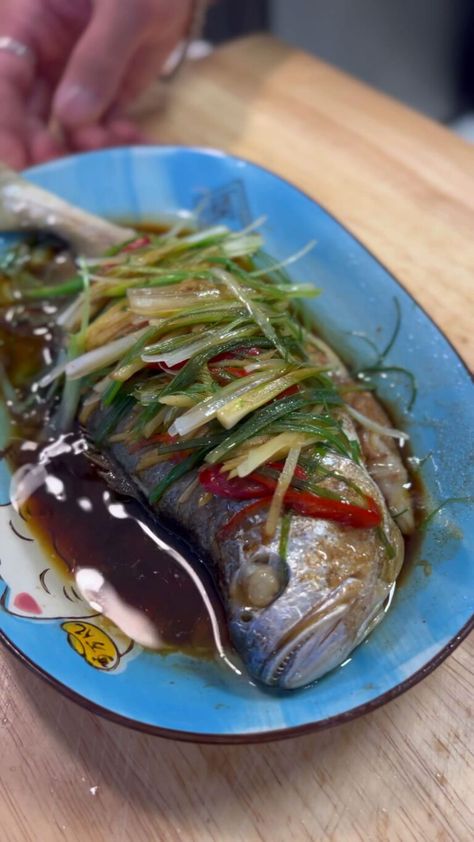 Cantonese Steamed Fish - Chef Chris Cho Chinese Fish Recipe, Chinese Steamed Fish, Chef Chris Cho, Chris Cho, Steamed Fish Recipes, Whole Fish Recipes, Asian Fish Recipes, Pescetarian Recipes, Seafood Dish Recipes