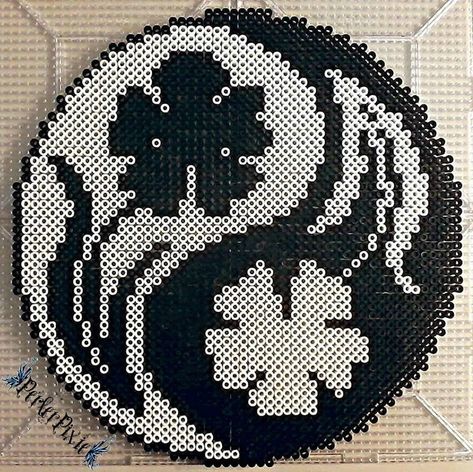 Floral Yin and Yang by PerlerPixie Perler Creations, Melty Bead Patterns, Pearl Beads Pattern, Fuse Bead Patterns, Art Perle, Hama Beads Design, Perler Bead Templates, Perler Crafts, Beads Designs