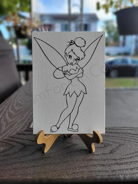 Diy Paint Canvas, Canvas Paint Party, Tinkerbell Gifts, Kids Paint Party, Pre Drawn Canvas, Kids Painting Party, Tinkerbell Party, Disney Tinkerbell, Character Images