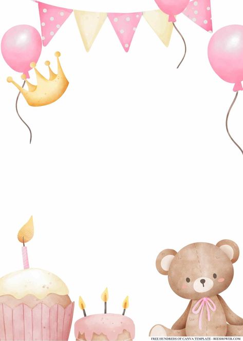 Download 20+ Teddy Bears Baby Shower Invitation Templates Sweet One Invitation Template, Pozivnica Za Rodjendan, One Birthday Invitations, Teddy Bear Birthday Invitations, Create Birthday Invitations, Girl Baby Shower Centerpieces, Birthday Background Design, Teddy Bear Baby Shower Invitations, Pastel Baby Shower