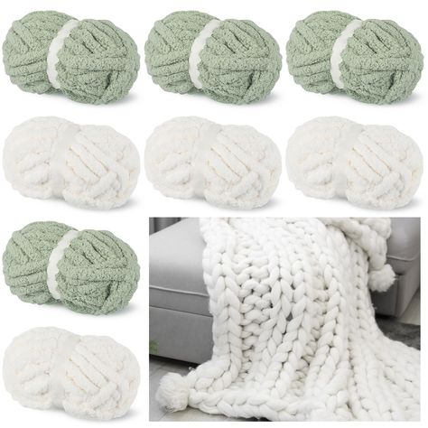 PRICES MAY VARY. Sized for Your Projects: each skein of our chenille yarn for crocheting is about 31.7 yards (29 meters) long with a diameter of around 3/4 inches; Knitting Gauge: US 50 (25mm), 2.5 sts - 2.5 rows = 4'' (10cm) Crochet Gauge: US 50 (25mm), 2.5 sc - 2.5 rows = 4'' (10cm), ensuring plentiful material for your various crafting projects Lightweight yet Bulky Yarn for Crocheting: the package comes with 8 skeins of thick yarn chunky; Despite being bulky and ideal for crocheting, our yar Queen Size Chunky Crochet Blanket, Chunky Knit Blanket Directions, Creative Blankets Made With Chunky Chenille Yarn, Hand Knitting Blanket, Bernat Blanket Big Yarn Hand Knit, Walmart Chunky Yarn, Thick Yarn Blanket, Crochet Wreaths, Dollar Store Christmas Decorations