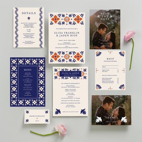 Talavera Invitation, Mexican Theme Wedding Invitations, Talavera Wedding, Mexican Wedding Invitations, Latin Wedding, Wedding Stationary Design, Mexican Inspired Wedding, Hacienda Wedding, Late Summer Weddings