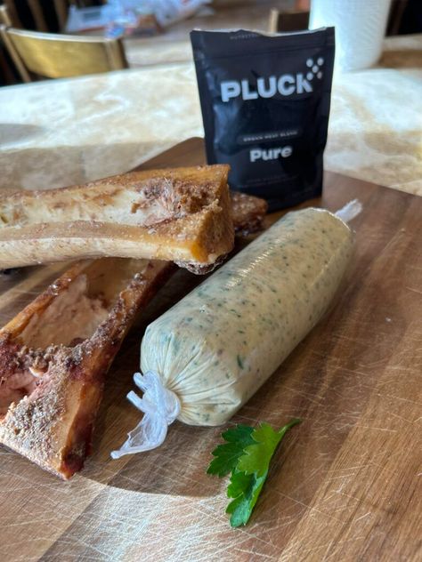 Roasted Bone Marrow Butter - Eat Pluck Bone Marrow Butter, Marrow Butter, Marrow Recipe, Beef Marrow Bones, Roasted Bone Marrow, Veal Recipes, Steak Butter, Food Basket, Grass Fed Butter