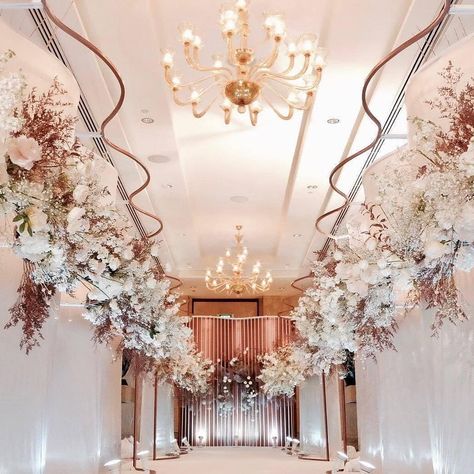 Wedding Foyer, Luxury Wedding Decor, Wedding Backdrop Design, Wedding Church, Wedding Entrance, Wedding Hall, Stage Decorations, Wedding Stage, Indoor Wedding