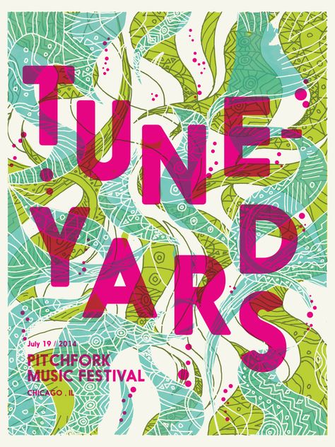 — Our official Tune-yards poster from Pitchfork... Pitchfork Music Festival, Music Festival Poster, Poster Inspiration, Festival Poster, Music Fest, Festival Design, Festival Posters, Gig Posters, Poster Designs