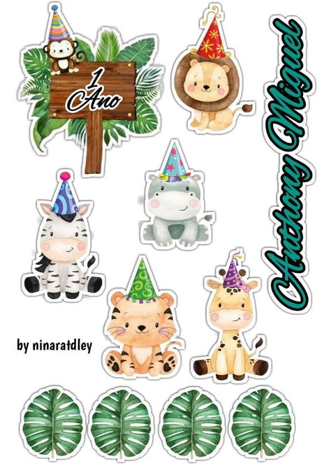 Abecedario Baby Shower, Jungle Theme Cakes, 2023 Image, Minecraft Birthday Cake, Safari Animals Birthday, Jungle Safari Birthday, Photo Cake Topper, Jungle Theme Parties, Jungle Theme Birthday