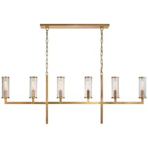 Liaison Large Linear Chandelier in Antique-Burnished Brass with Crackle Glass Glass Types, Chandelier Chain, Linear Pendant Light, Circa Lighting, Urban Loft, Linear Lighting, Kelly Wearstler, Linear Pendant, Suspension Light