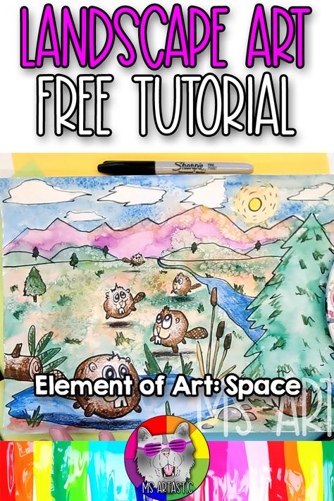 Space Art Lesson, Element Of Art Space, Felt Markers, Elements Of Art Space, Upper Elementary Art, Landscape Art Lessons, Art Classroom Organization, Space Art Projects, Art Mediums