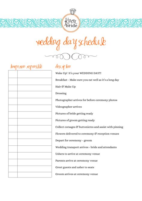 The secret to a stress-free wedding day? Scheduling enough prep time! Check our free Wedding Day Schedule Template to make sure your wedding will be perfect! Bridesmaid Schedule, Wedding Day Timeline Template, Wedding Agenda, Event Agenda, Wedding Day Itinerary, Wedding Itinerary Template, Day Planner Template, Wedding Timeline Template, Wedding Day Schedule