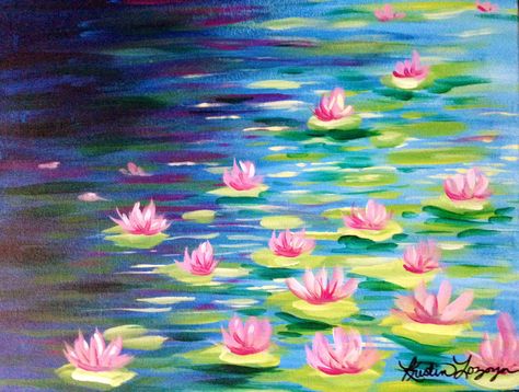 Paint Party Paintings, Wine And Paint Night, Water Lilies Painting, Butterfly Art Painting, Wine Painting, Sip N Paint, Cherry Blossom Art, Canvas Paint, Paint Night