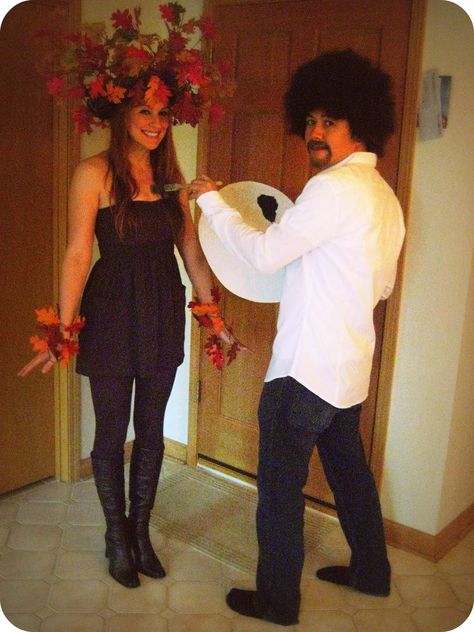 Bob Ross and Happy little tree costumes! Bob Ross Happy Trees, Last Minute Kostüm, Best Costume Ever, Funny Couple Costumes, Tree Costume, Diy Couples Costumes, Best Couples Costumes, Clever Halloween, Hallowen Ideas