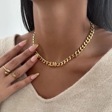 Initial Choker Necklace | Initial Necklace | PRYA Choker Necklace Gold, Necklace Initial, Gold Choker Necklace, Someone Special, Cuban Chain, Cuban Link, Ear Jewelry, Initial Necklace, Necklace Gold